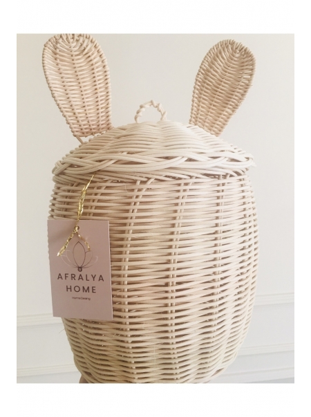 Tavşan Kulaklı Sepet, Rattan Düzenleyici, Çocuk Odası Dekorasyon 35 Cm