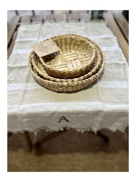 3 lü Yuvarlak Çerezlik Kase Hasır Bambu Ahşap Doğal Çerezlik Fındıklık Cevizlik Dekoratif Kase