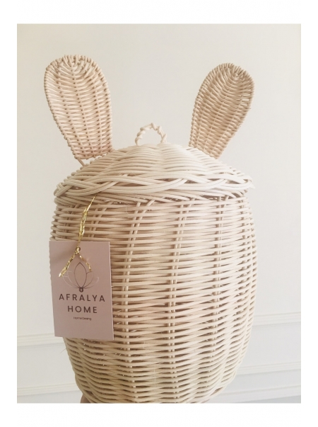 Tavşan Kulaklı Sepet-rattan Düzenleyici-çocuk Odası Dekorasyon 35 Cm