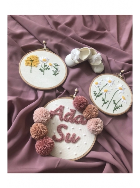 Bebek/çocuk Odası Isimli Kapı Süsü/punch Nakış Duvar Panosu/bebek Hediyelik Hastane Kapı Süsü 15 Cm