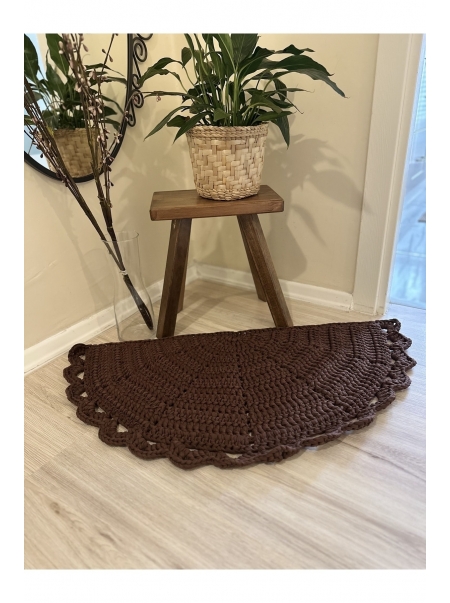 Banyo / Balkon Kapı Önü Yarımay Şeklinde Örgü Kilim Paspas