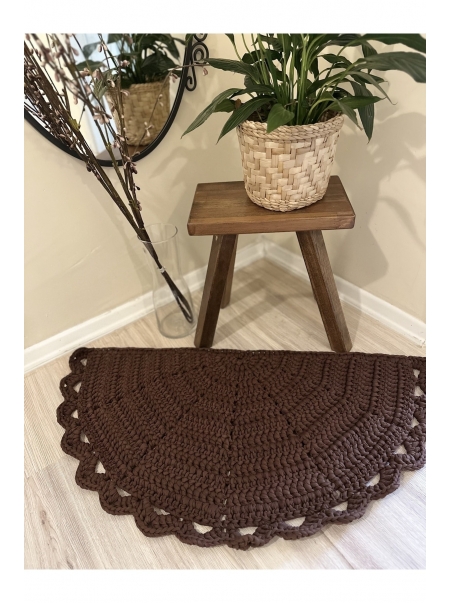 Banyo / Balkon Kapı Önü Yarımay Şeklinde Örgü Kilim Paspas
