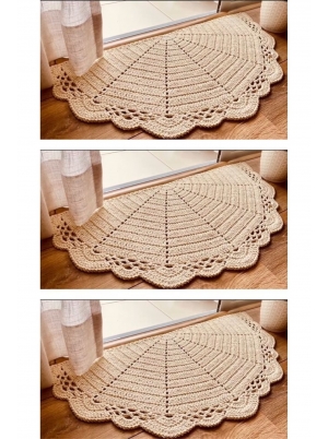 Banyo / Balkon Kapı Önü Yarımay Şeklinde Örgü Kilim Paspas