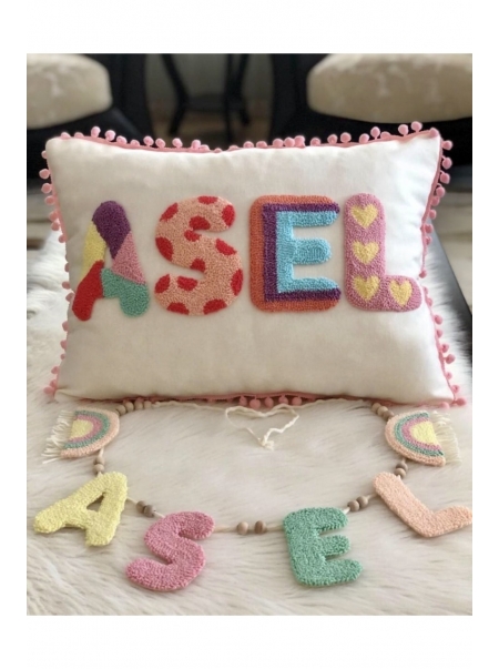 Bebek Çocuk Odası Isimli Dekoratif Yastık Kılıfı /takı Yastığı Kılıfı
