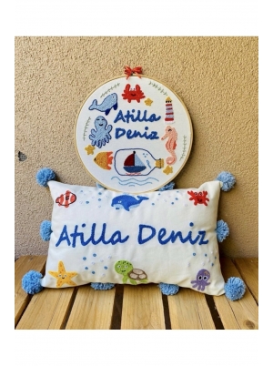 Bebek Çocuk Odası Isimli Dekoratif Yastık Kılıfı Ve Pano...