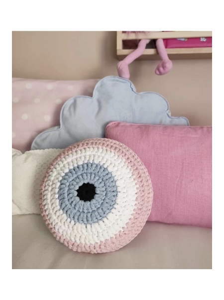 Ev-dekorasyon Örgü Kırlent-minder-yastık Evil Eye-nazar Boncuklu Dolgulu Yastık 35 Cm