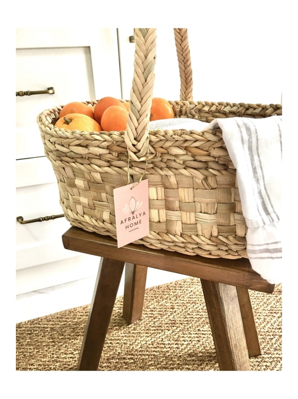 Tek kulplu hasır piknik sepeti