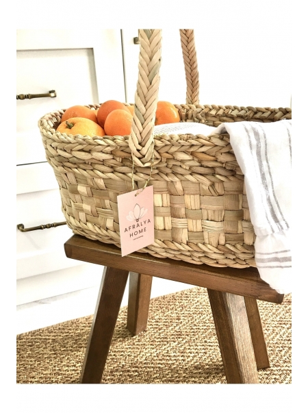 Tek kulplu hasır piknik sepeti