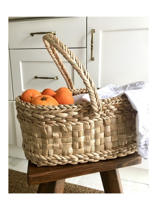 Tek kulplu hasır piknik sepeti