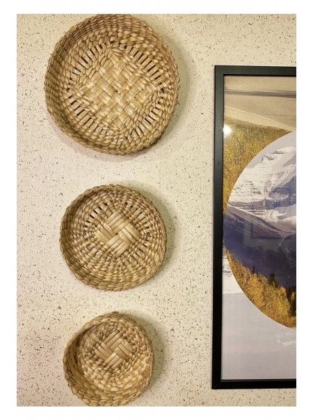 3lü Bohem Rattan Bambu Hasır Duvar Sepeti/süsü Duvar Tabağı Seti