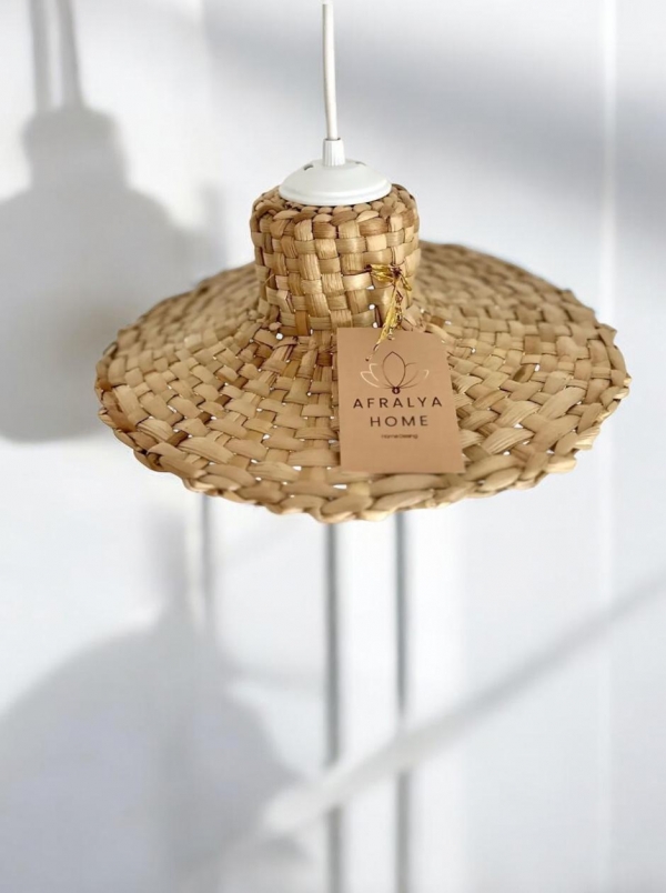 Natural Şapka Hasır Avize / 0012