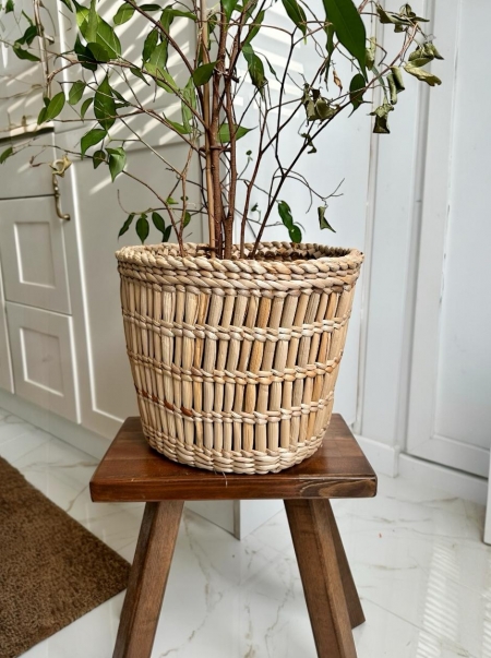 Hasır El Yapımı Büyük Saksı