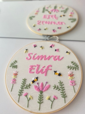 Pembe Çiçekli İsme Özel Pano 2