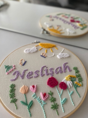 Güneş ve Çiçek Desenli İsme Özel Pano