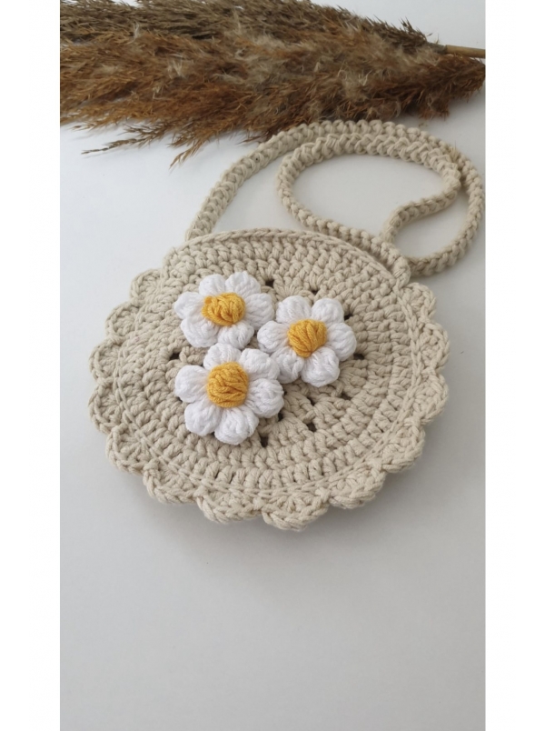 Kız Bebek/Çocuk Dekoratif Örgü Çanta ve Toka...