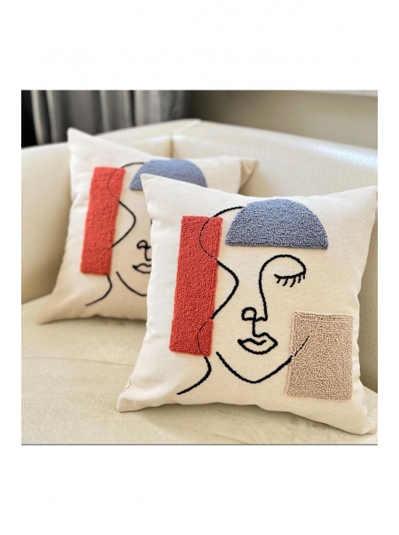 Punch Nakışlı Kırlent Kılıfı Özel Dekoratif Yastık Kılıfı El Yapımı Yastık