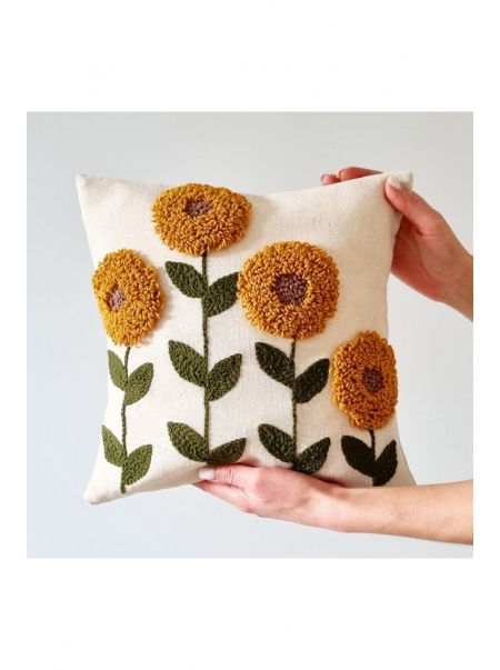 Punch Nakışlı Kırlent Kılıfı Özel Dekoratif Yastık Kılıfı El Yapımı Yastık